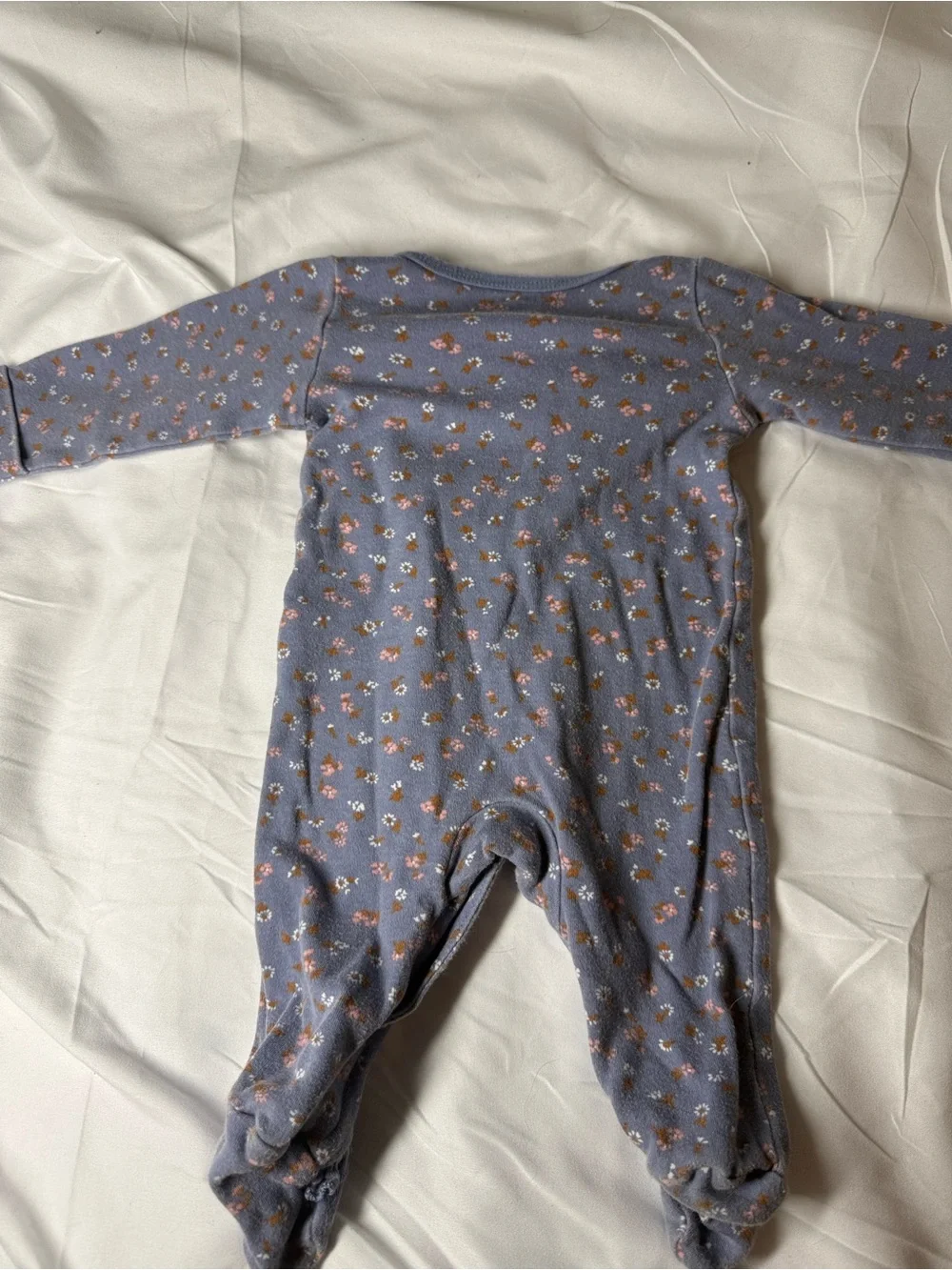 Carter's Dusty Blue Floral Footed One-Piece